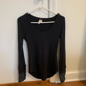 Free People Long Sleeve Top ribbed black